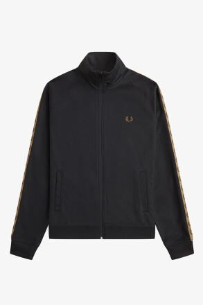 Fred Perry Track Jacket Contrast Tape Black Shaded Stone