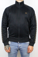 Fred Perry Track Jacket Contrast Tape Black Shaded Stone