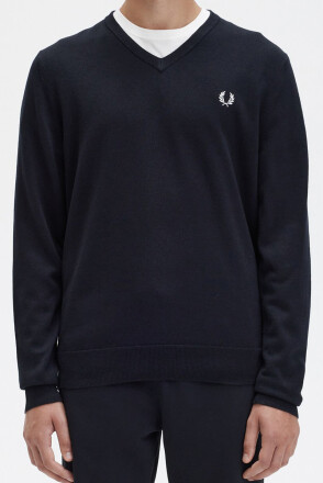 Fred Perry V Neck Jumper Classic Black