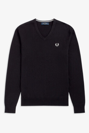 Fred Perry V Neck Jumper Classic Black