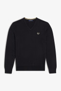 Fred Perry Classic V Neck Jumper Black Champagne