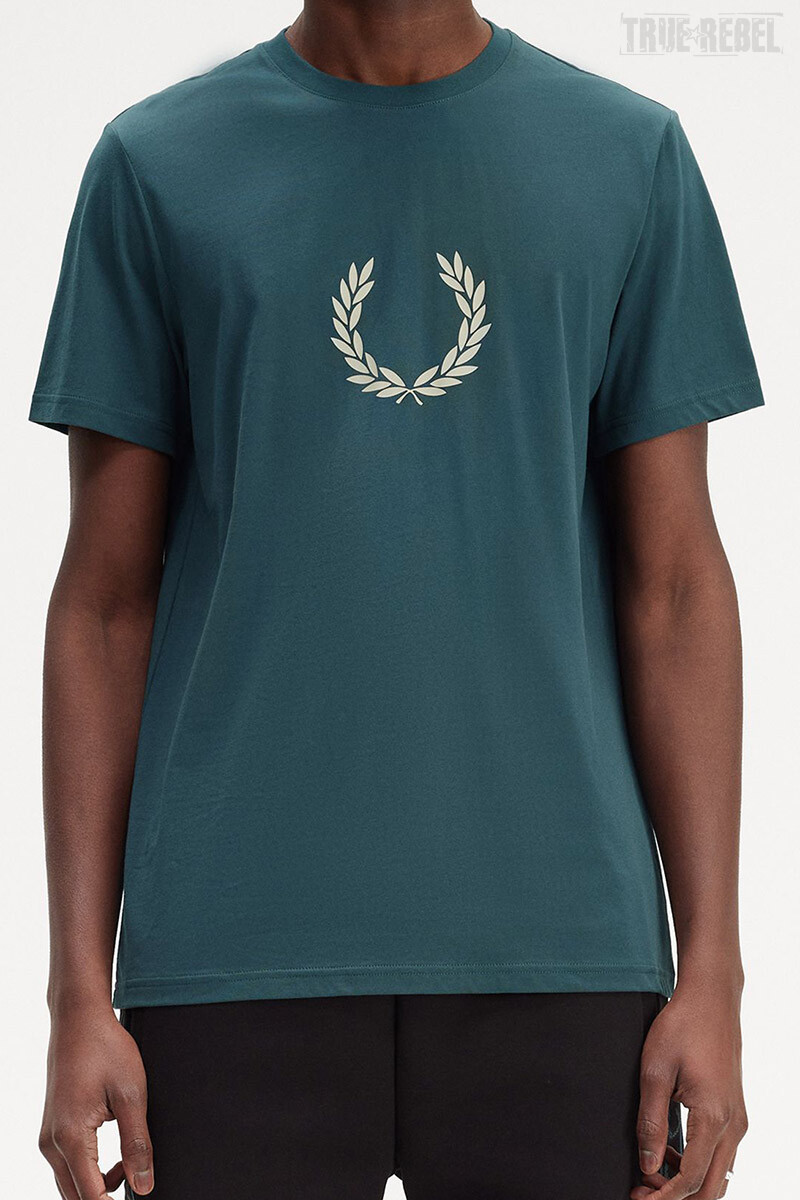 Fred Perry T-Shirt Laurel Wreath Graphic Petrol Blue