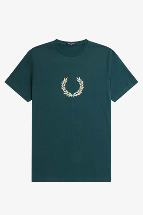 Fred Perry T-Shirt Laurel Wreath Graphic Petrol Blue