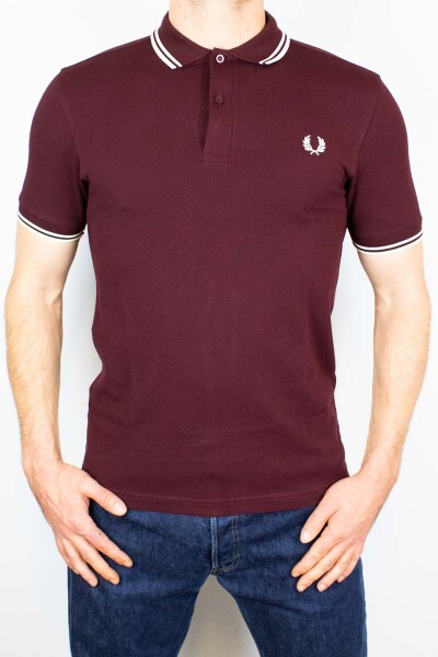 Fred Perry Twin Tipped Polo Shirt Oxblood White 3XL