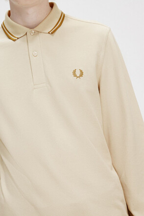 Fred Perry Longsleeve Polo Twin Tipped Oatmeal