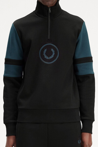 Fred Perry Halfzip Sweater Colourblock Black