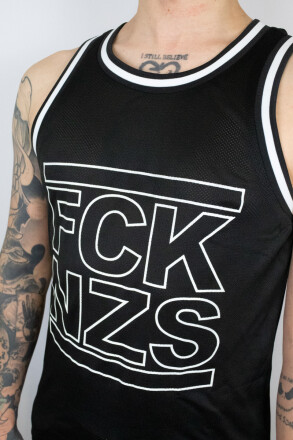 True Rebel Mesh Tank FCK NZS Outline Black