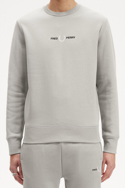 Fred Perry Sweater Embroidered Limestone