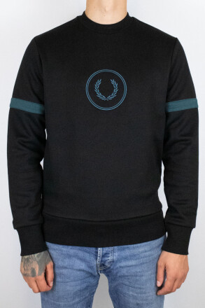 Fred Perry Sweater Colourblock Branded Black