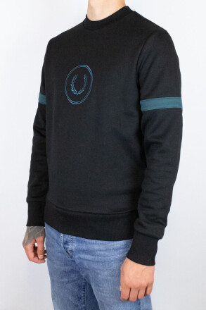 Fred Perry Sweater Colourblock Branded Black