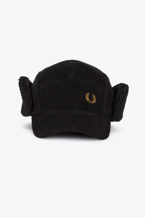 Fred Perry Corduroy Cap Trapper Black