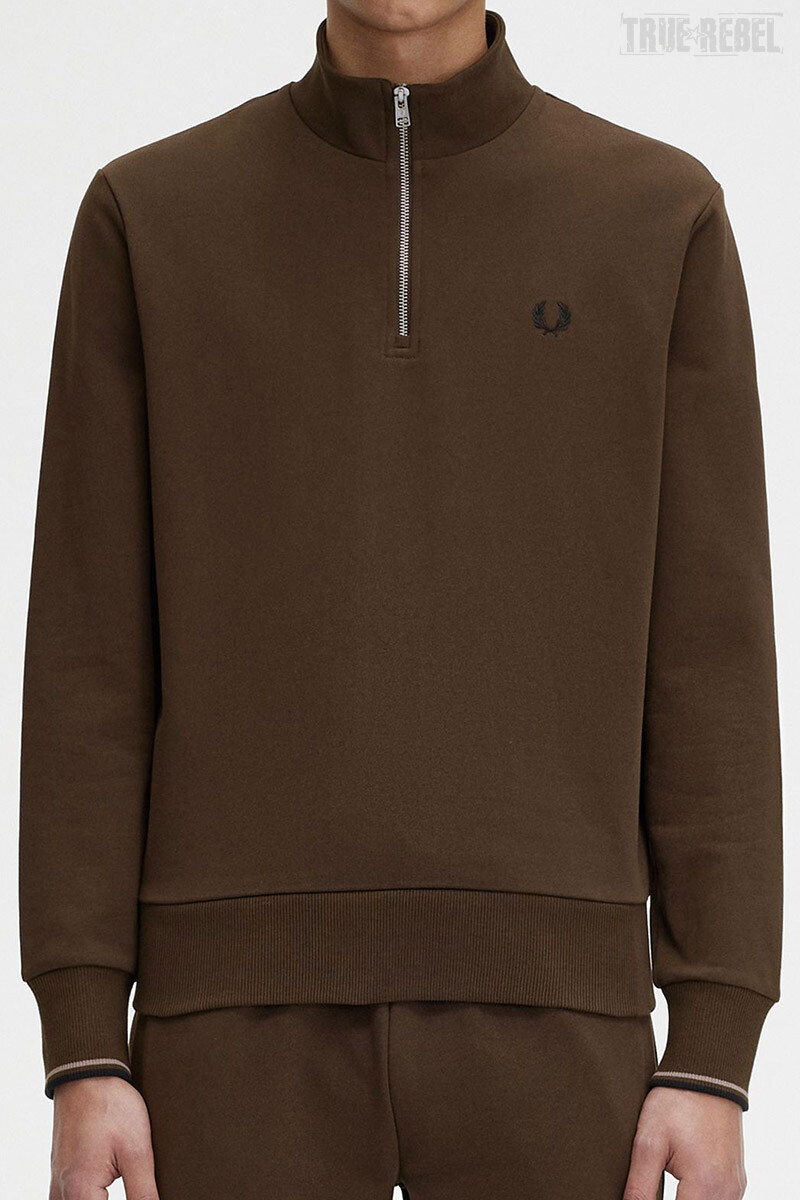 Fred Perry Halfzip Sweater Burnt Tobaco