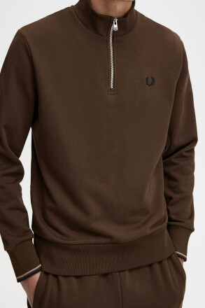 Fred Perry Halfzip Sweater Burnt Tobaco