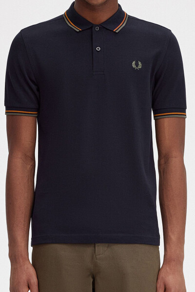 Fred Perry Polo Shirt Twin Tipped Navy Nutflake