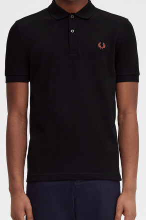 Fred Perry Polo Shirt Plain Black Whiskey Brown