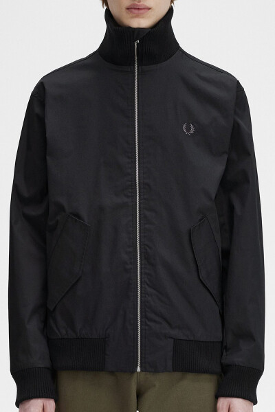 Fred Perry Knitted Rib Tennis Bomber Jacket Black