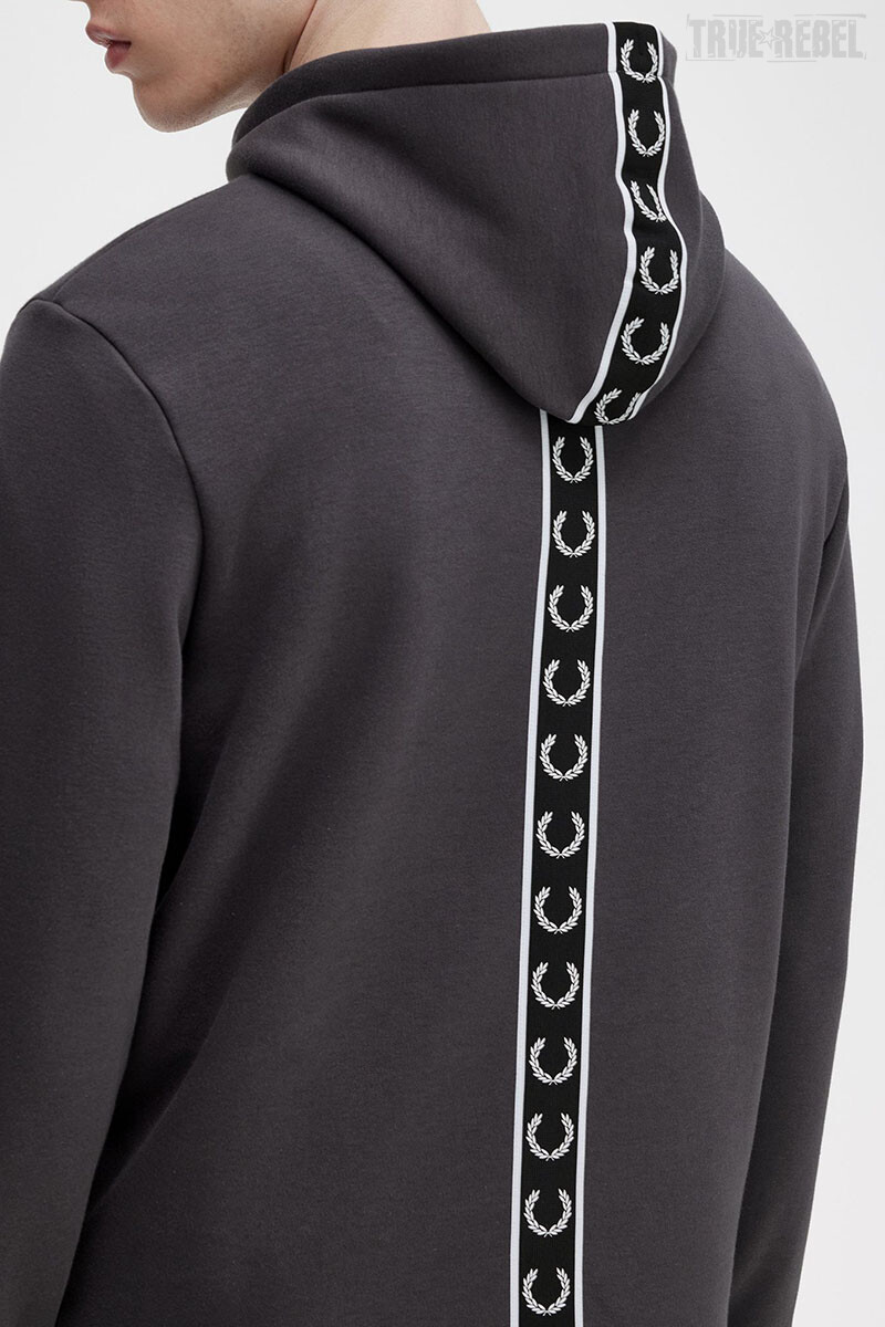 Fred Perry Tape Detail Hoodie Gunmetal