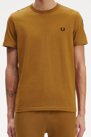 Fred Perry Ringer T-Shirt Contrast Tape Dark Caramel...