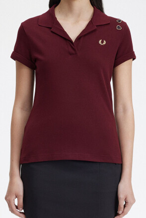 Fred Perry Amy Pique Shirt Open Collar Oxblood