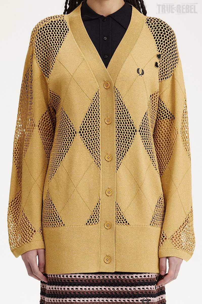 Fred Perry Amy Winehouse Argyle Knitted Cardigan 1964 Gold