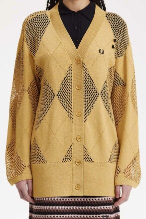 Fred Perry Amy Argyle Knitted Cardigan 1964 Gold