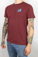 True Rebel T-Shirt FCK NZS Stripes Pocket Print Burgundy
