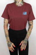 True Rebel T-Shirt FCK NZS Stripes Pocket Print Burgundy