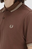 Fred Perry Polo Shirt Twin Tipped Brick Warm Grey