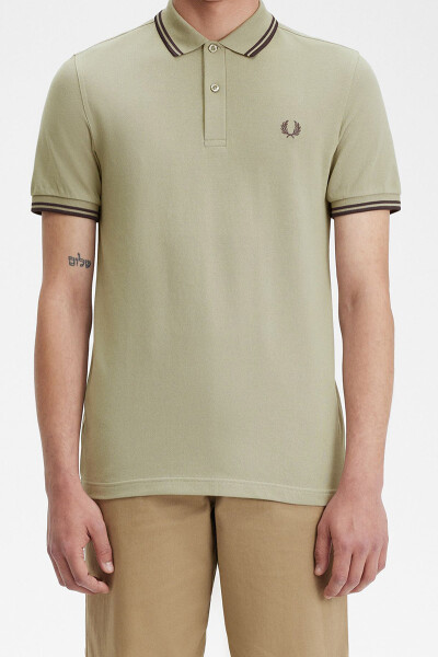 Fred Perry Polo Shirt Twin Tipped Warm Grey Brick