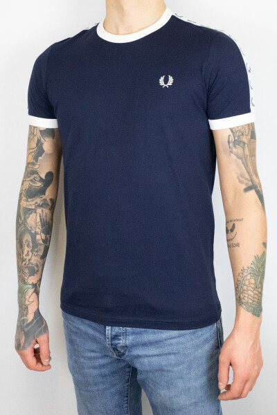 Fred Perry Taped Ringer T-Shirt Carbon Blue White