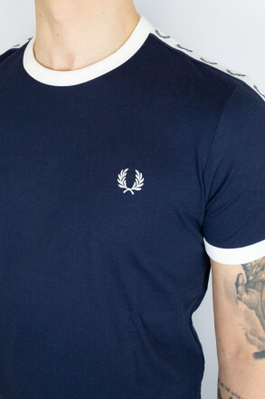 Fred Perry Taped Ringer T-Shirt Carbon Blue White