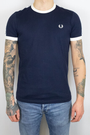 Fred Perry T-Shirt Taped Ringer Carbon Blue 2XL