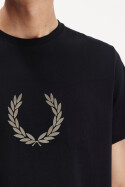 Fred Perry T-Shirt Flocked Laurel Wreath Graphic Black
