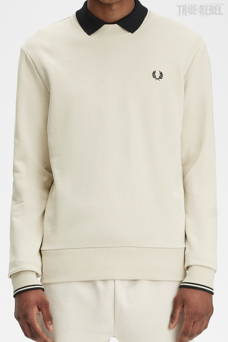 Fred Perry Sweater Crew Neck Oatmeal Black