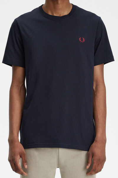 Fred Perry T-Shirt Crew Neck Navy Burnt Red