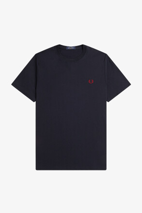 Fred Perry T-Shirt Crew Neck Navy Burnt Red
