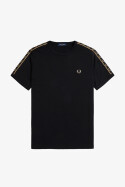 Fred Perry Ringer T-Shirt Contrast Tape Black Warm Stone