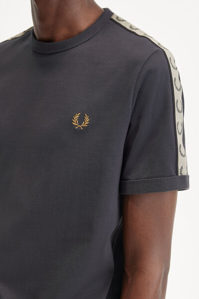 Fred Perry Ringer T-Shirt Contrast Tape Anchor Grey Black