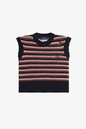 Fred Perry Ladies Open Knit Tank Black