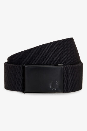 Fred Perry Webbing Belt Graphic Branded Black Warm Grey