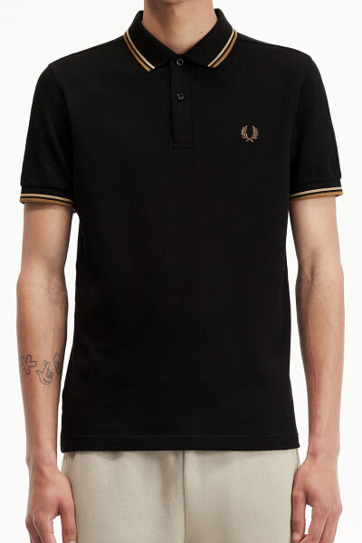 Fred Perry Polo Shirt Twin Tipped Black Warm Stone