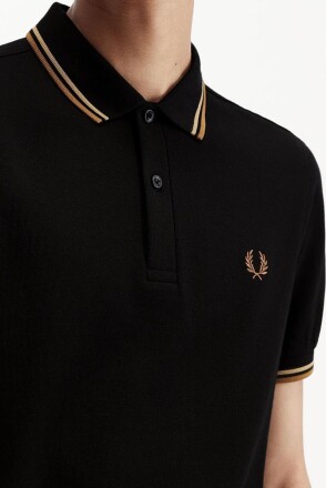 Fred Perry Polo Shirt Twin Tipped Black Warm Stone