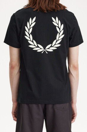 Fred Perry Rear Powder Laurel Graphic T-Shirt Black White