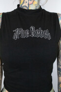 True Rebel Crop Vest Vatos Locos Outline Black