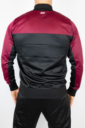 Less Talk Athletics Piped Trackjacket Black Burgundy