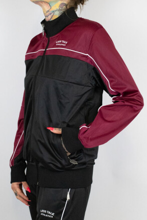 Less Talk Athletics Piped Trackjacket Black Burgundy