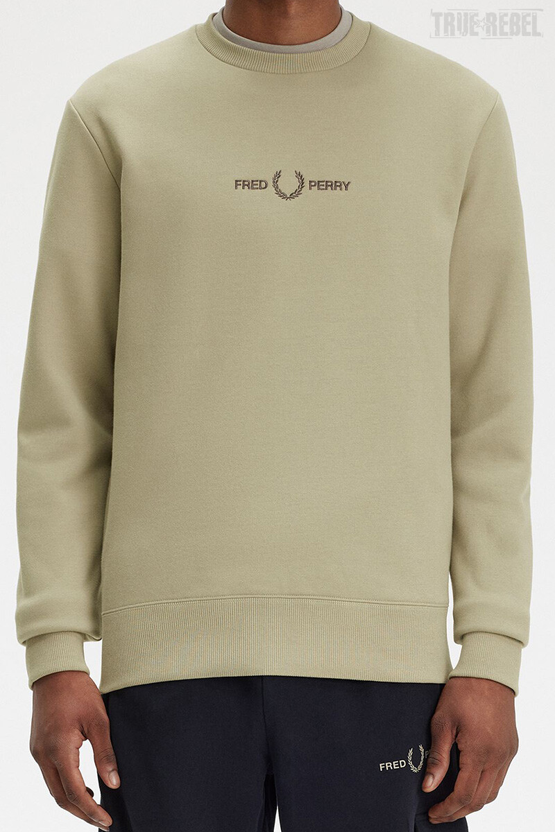 Fred Perry Embroidered Sweater Warm Grey Tobacco