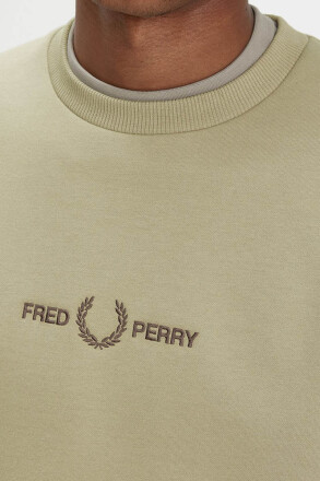 Fred Perry Embroidered Sweater Warm Grey Tobacco