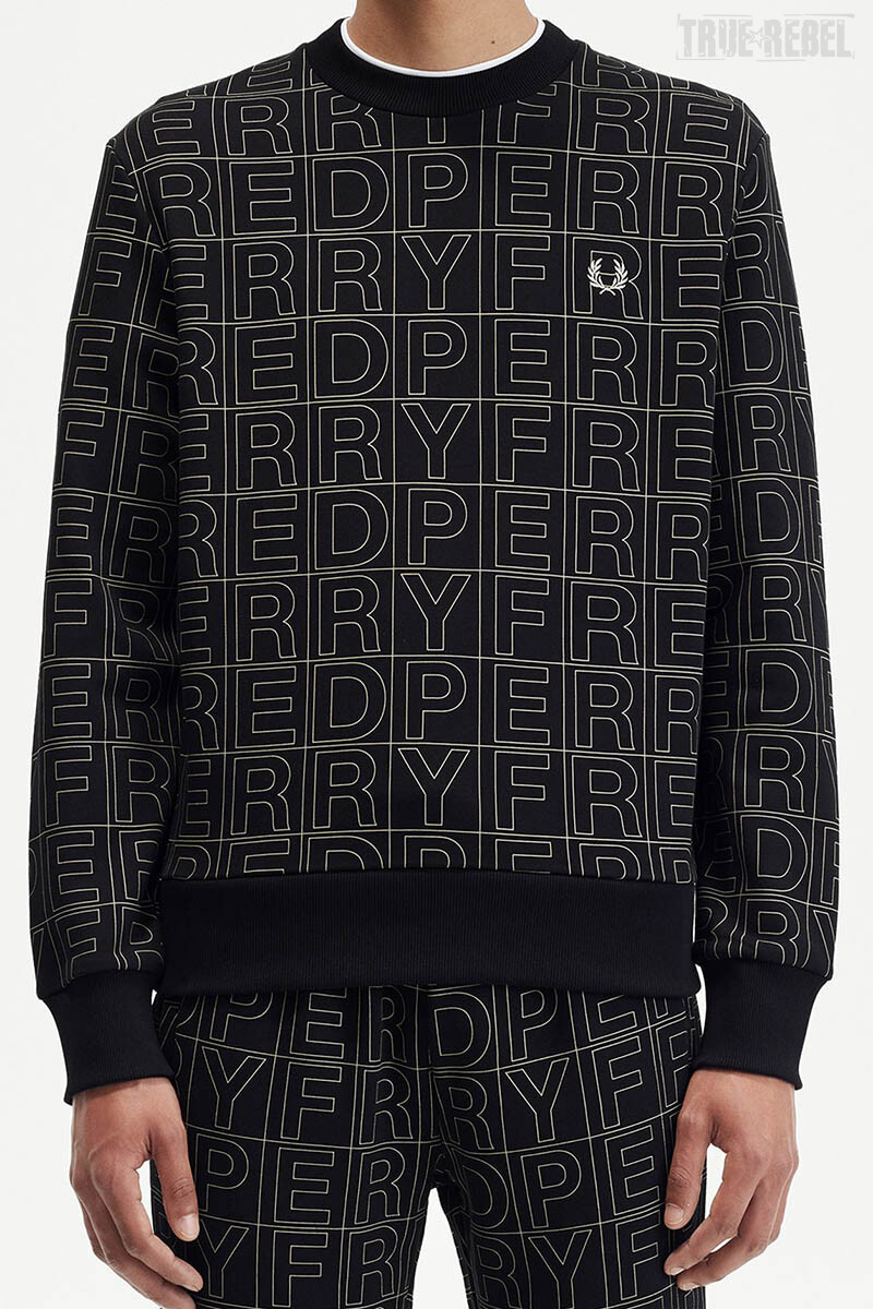 Fred Perry Sweater Spellout Graphic Black