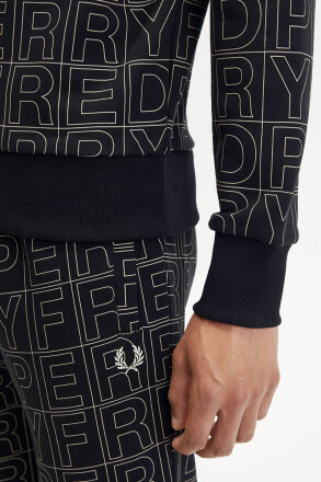 Fred Perry Spellout Graphic Sweater Black Champagne